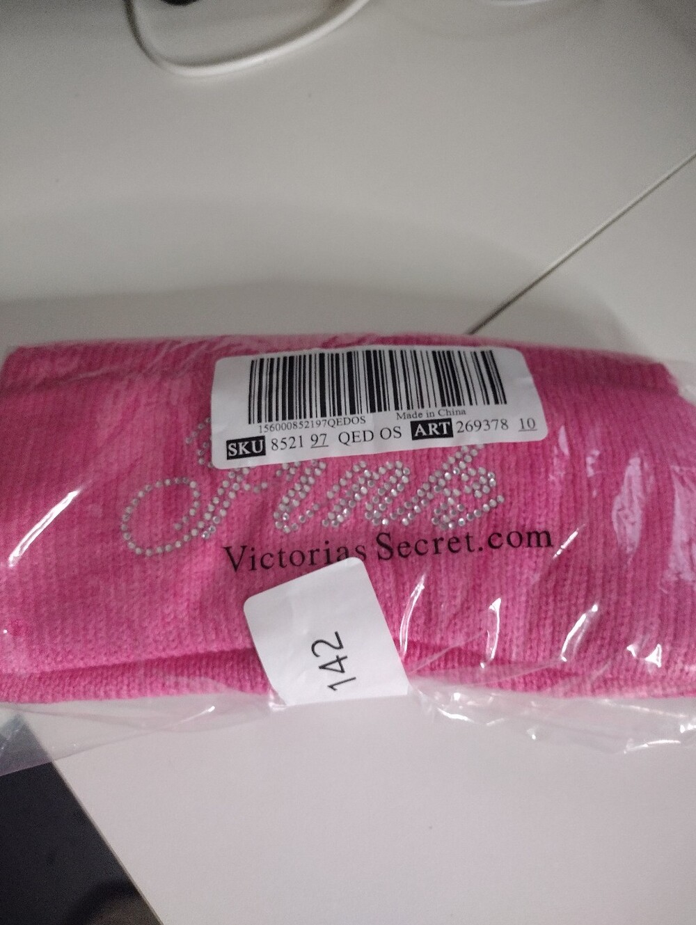 NWT PINK Victoria's Secret Hot Pink Rhinestone Beanie Hat